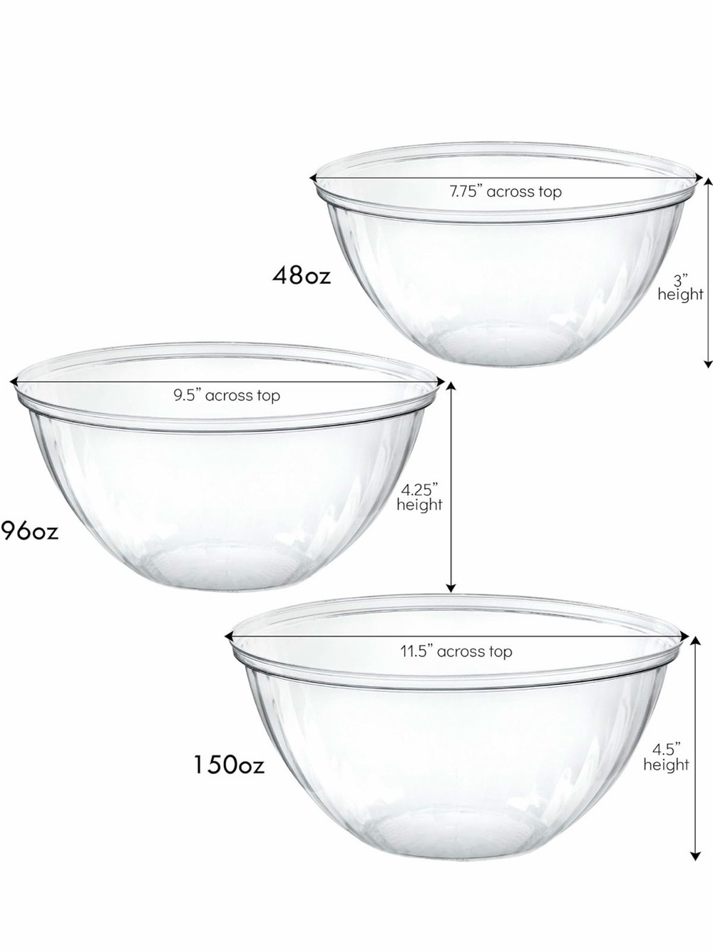 NEW PLASTICPRO Disposable Combo Set of Salad Bowl With Lids